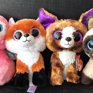Ty Beanie Boos Bundle walrus fox 2 dogs cat stuffed animals